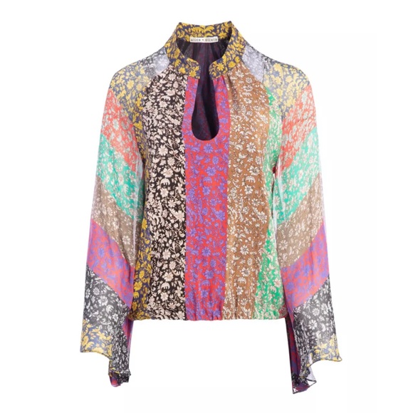 Alice Olivia Prija Jasmine Floral Flare Sleeve Top - Picture 5 of 9